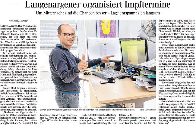 Beratung und Vermittlung von Corona-Impfterminen