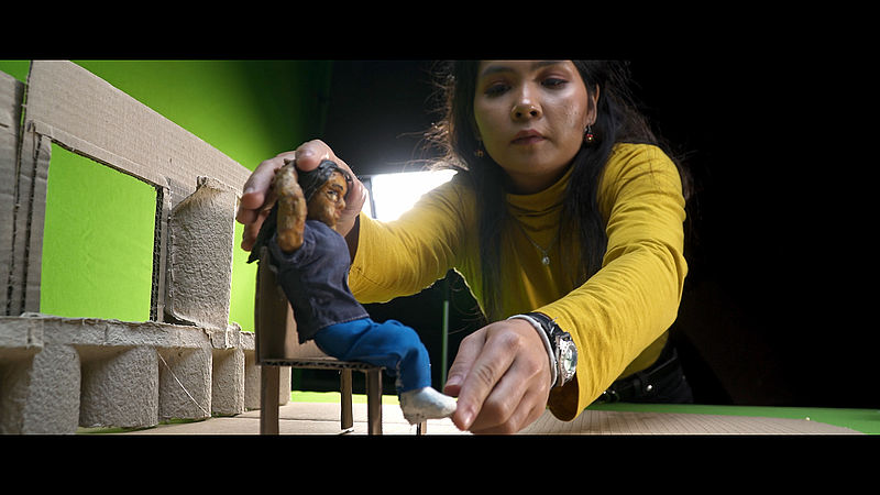 Ahmad, Muntazar und Zahra an einem Film-Set
