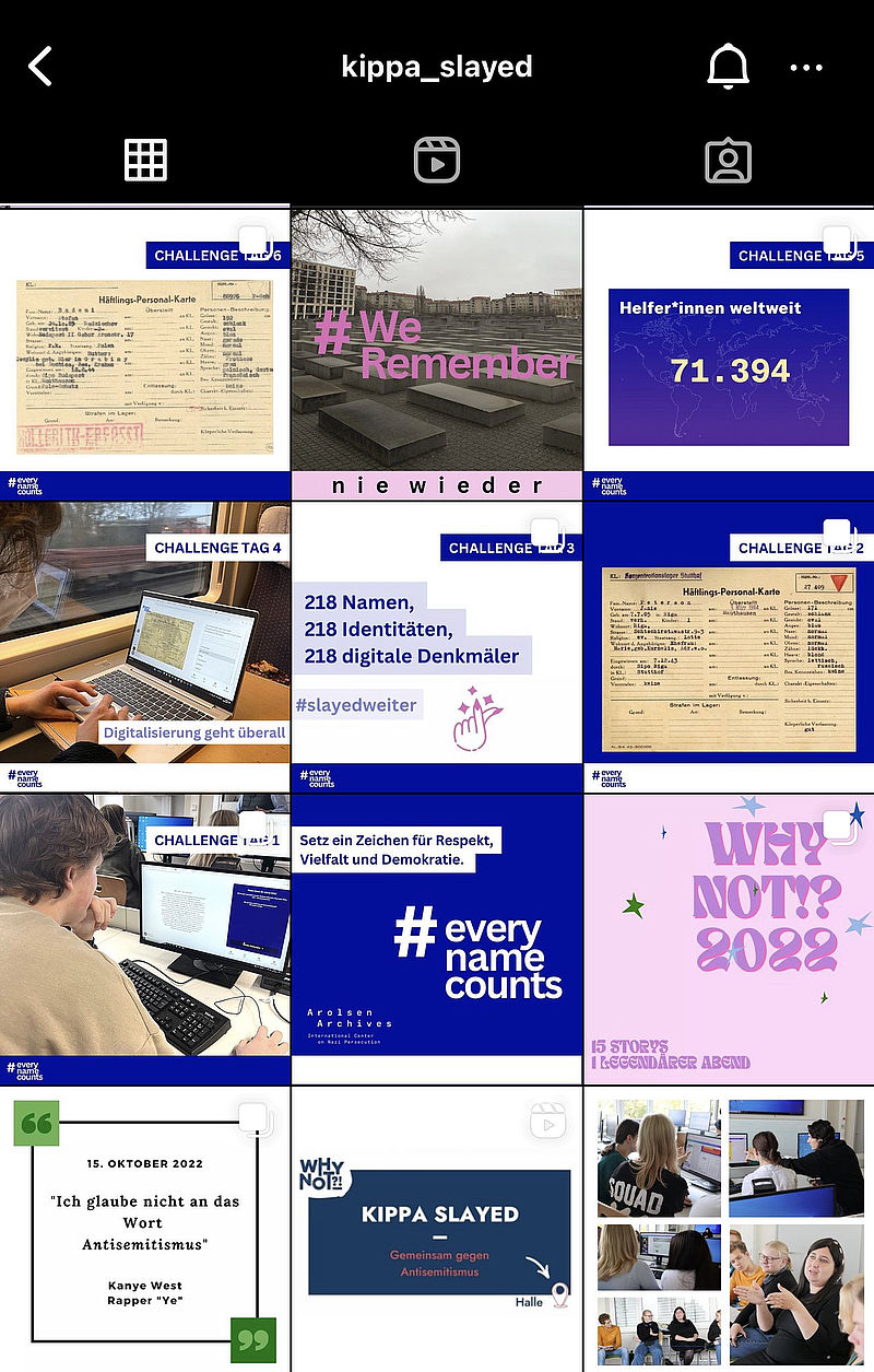 mehrere Beiträge des Instagram-Accounts @kippa_slayed