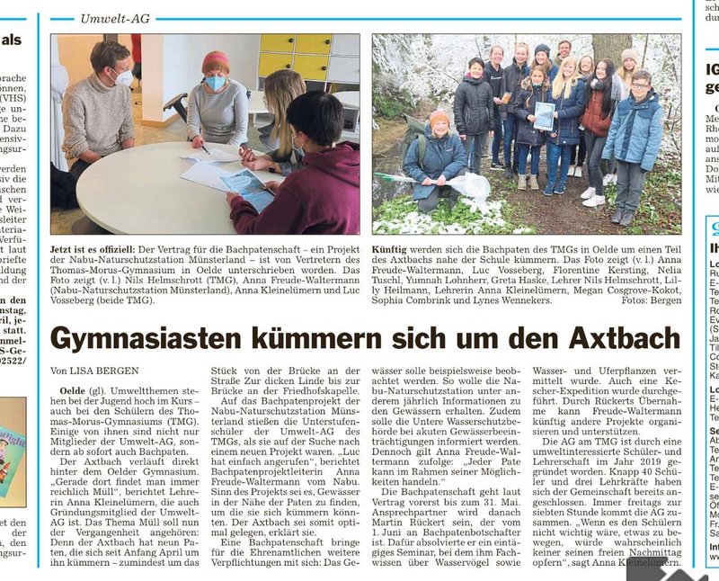Schüler:innen der AG kümmern sich um den Axtbach