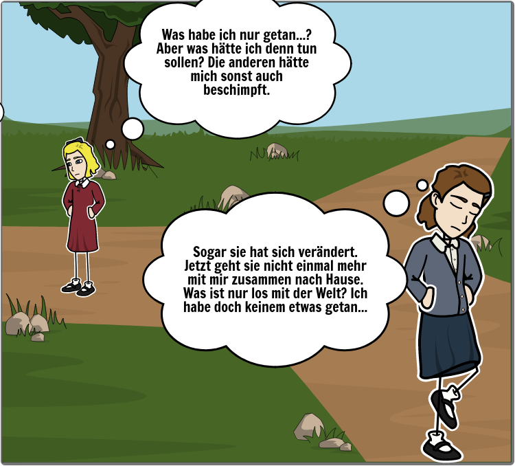 Die SchülerInnen stellen Ediths Ausgrenzungserfahrungen dar.